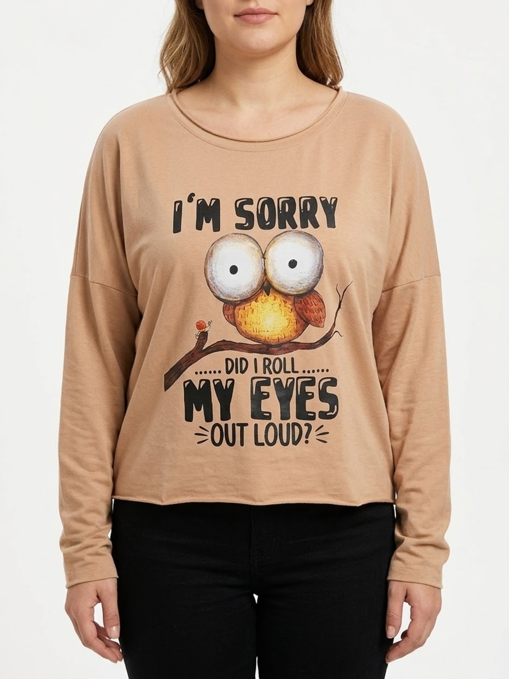 Women's Crew Neck Pullover Sweater - Tan